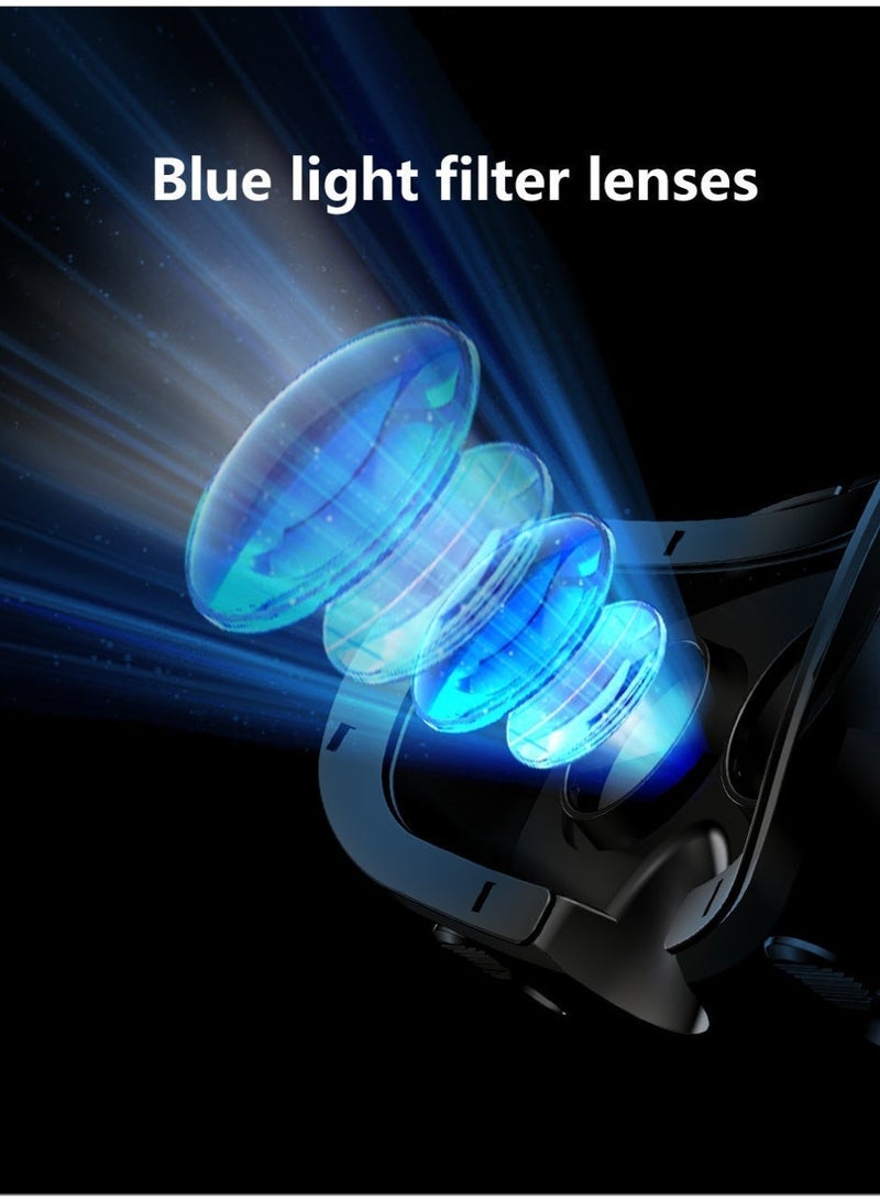 VR Goggles VRG Pro 3D Virtual Reality VR Glasses, Blue Light Protection for TV, Movies & Video Games Compatible with iOS & Android Smartphone Within 5-7inch Screen Phone Eye Protected Soft & Comfortable Adjustable Distance Big Screen/ 3D Effect + Immersion /Full-Screen Vision, Full Screen, No Borders/ Immersive Games - Image 3